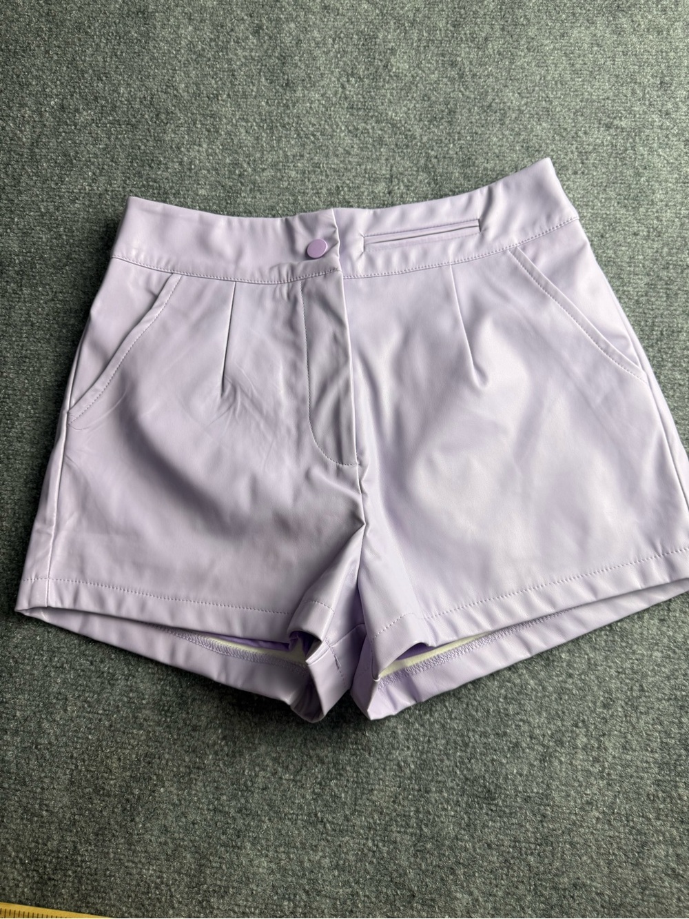 TCEC Women’s Smqll Lilac High-Waist pleather lined Shorts